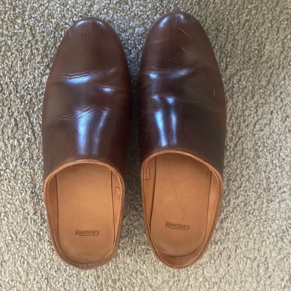 RHODE Men's Dark Brown Leather Slip-On/Mules/Loafers